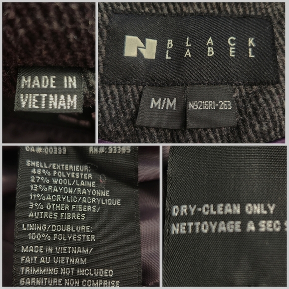 Nygard Black Label Wool Pea Coat M Charcoal Pinstripe Double Breasted - Picture 11 of 11